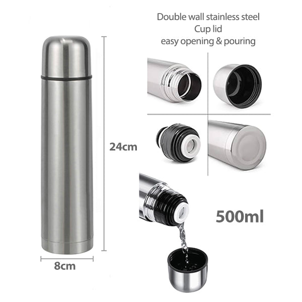 Double wall stainless steel vacuum insulated flask