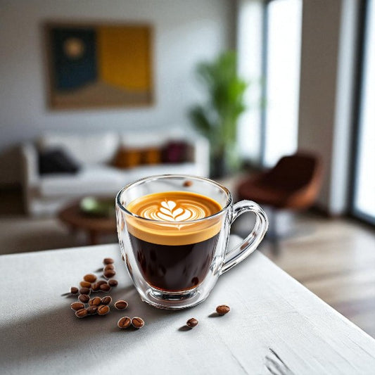80 ml double wall glass espresso cup with handle 6 pcs set