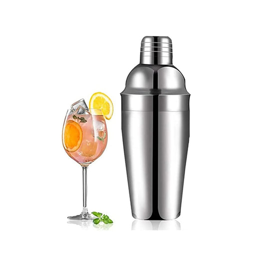 Stainless steel 700 ml cocktail shaker with built in strainer & lid