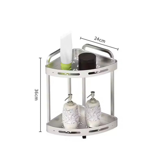 2-Tiers aluminum bathroom corner rack