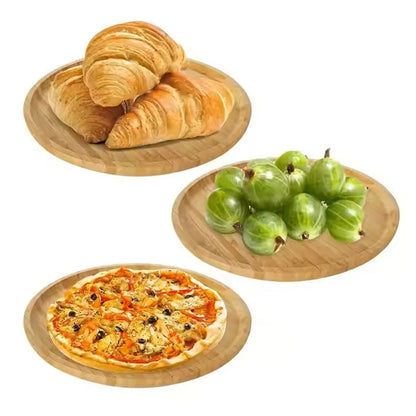 Natural Bamboo 25cm round food tray