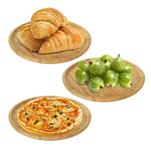 Natural Bamboo 25cm round food tray