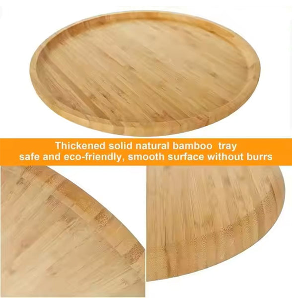 Natural Bamboo 25cm round food tray