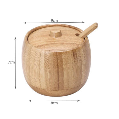 Bamboo sugar/salt bowl with lid & spoon
