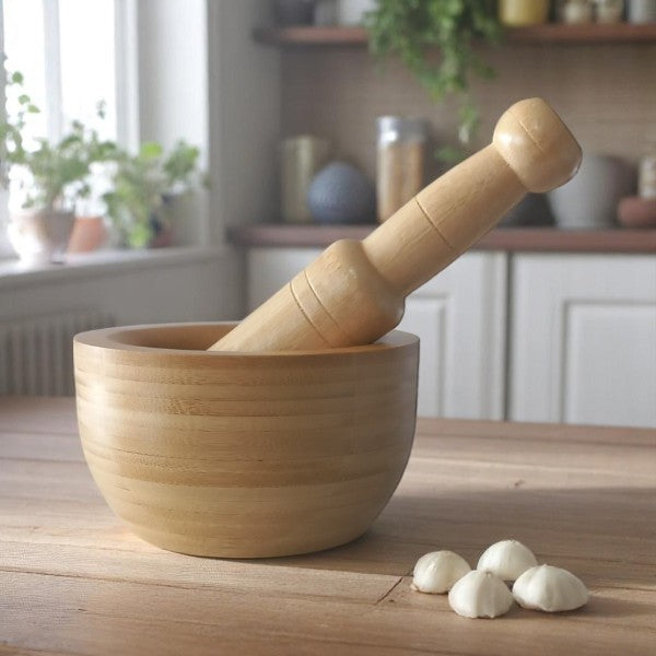 Natural Bamboo Motar & pestle