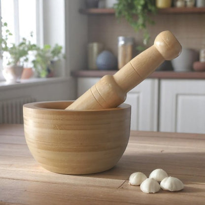 Natural Bamboo Motar & pestle