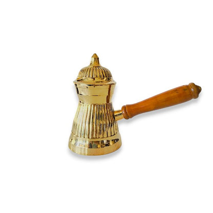 Brass art coffee warmer pot with lid