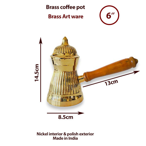 Brass art coffee warmer pot with lid