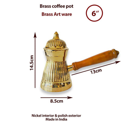 Brass art coffee warmer pot with lid