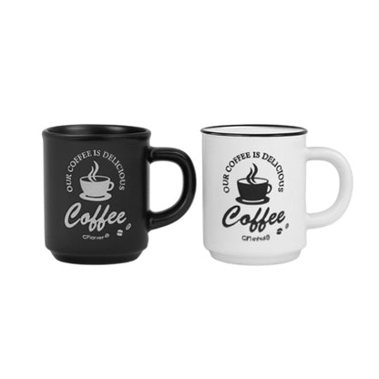 Ceramic elegant Duo 90ml coffee cup black & white set of 2