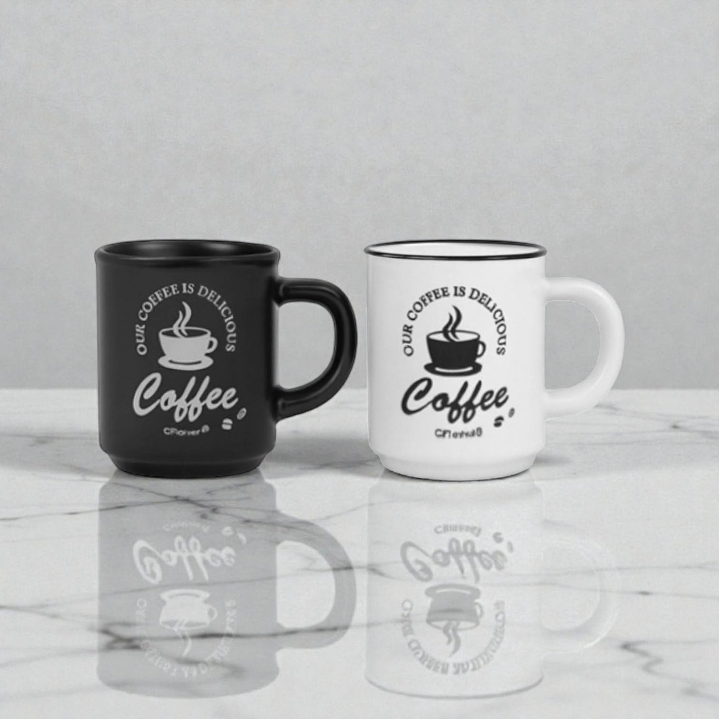 Ceramic elegant Duo 90ml coffee cup black & white set of 2