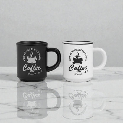 Ceramic elegant Duo 90ml coffee cup black & white set of 2