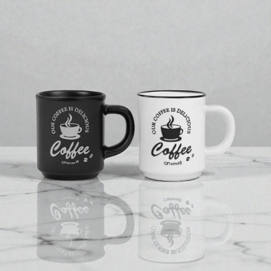 Ceramic elegant Duo 90ml coffee cup black & white set of 2