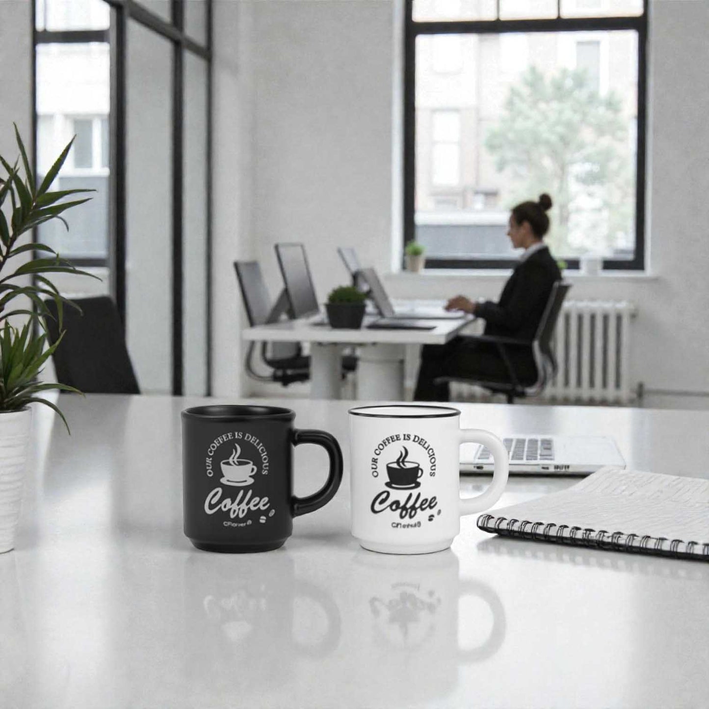 Ceramic elegant Duo 90ml coffee cup black & white set of 2
