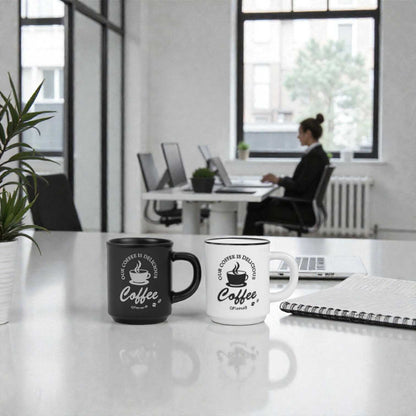 Ceramic elegant Duo 90ml coffee cup black & white set of 2