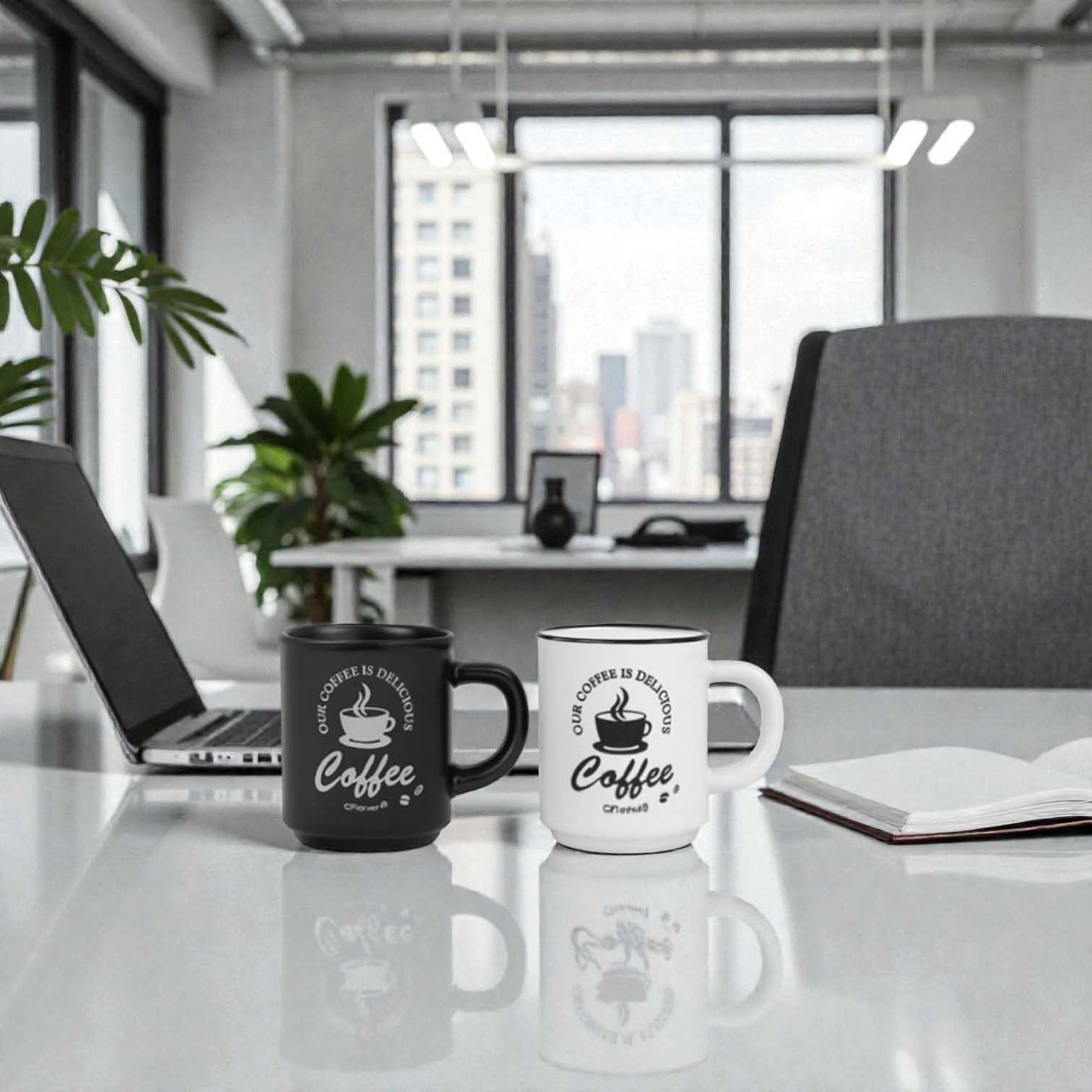 Ceramic elegant Duo 90ml coffee cup black & white set of 2