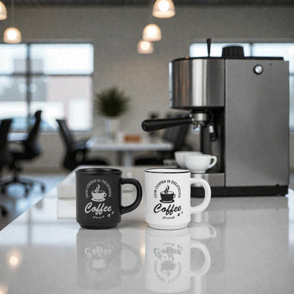 Ceramic elegant Duo 90ml coffee cup black & white set of 2