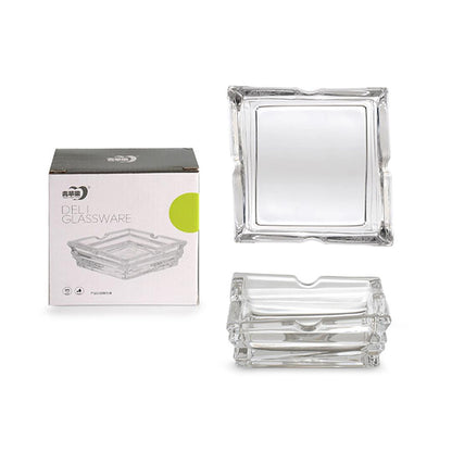 Elegant square glass ashtray 10cm