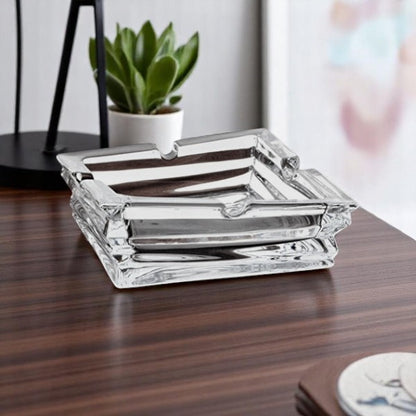 Elegant square glass ashtray 10cm