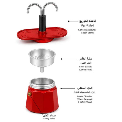 Aluminum Dual espresso Moka pot coffee stovetop maker 100ml