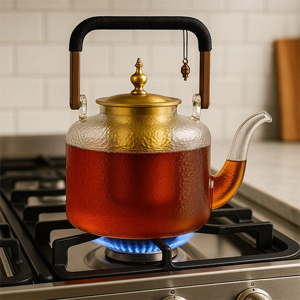 Heat resistant frosted glass tea pot with filter strainer 1500ml