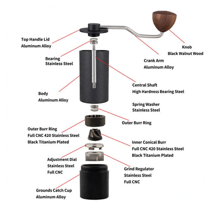 Heavy duty Manual coffee grinder Aluminum alloy