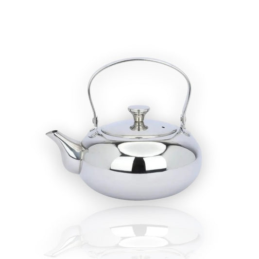 High quality stainless steel flat round teapot