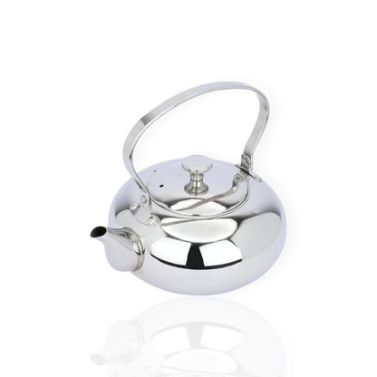 High quality stainless steel flat round teapot