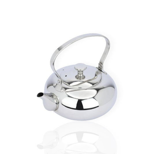 High quality stainless steel flat round teapot