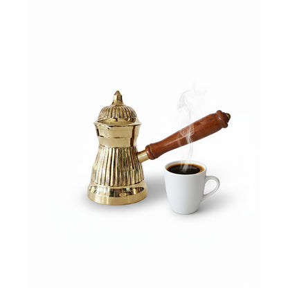 Brass art coffee warmer pot with lid
