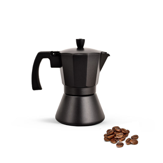 Induction Black Aluminum Moka coffee pot size 6