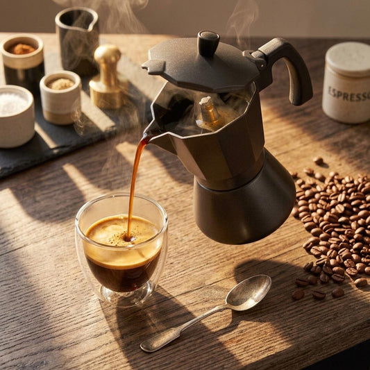 Induction Black Aluminum Moka coffee pot size 6
