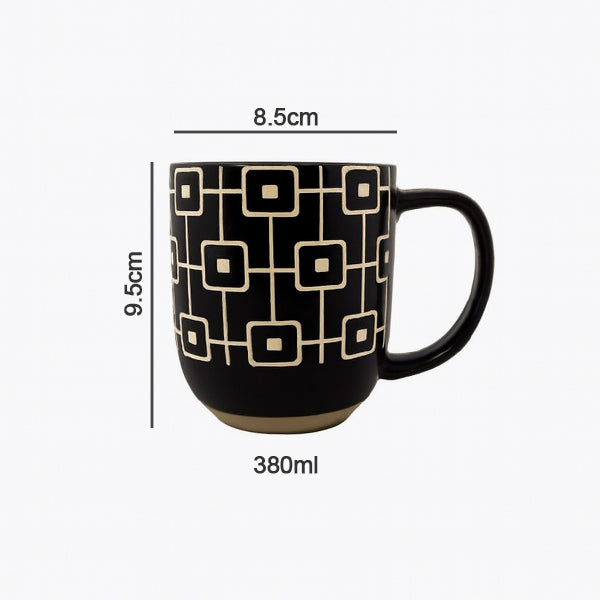 4pcs modern Black ceramic mugs gift set