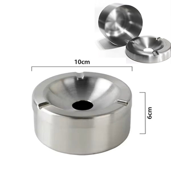 Heavy duty stainless steel windproof ashtray with lid