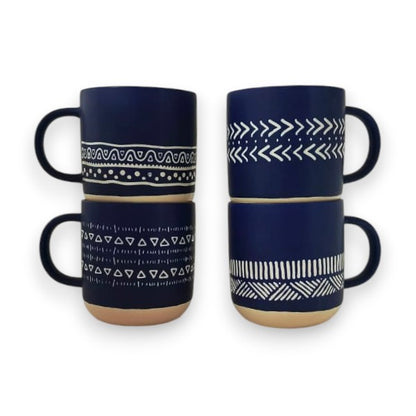 4pcs Tribal ceramic mug gift set