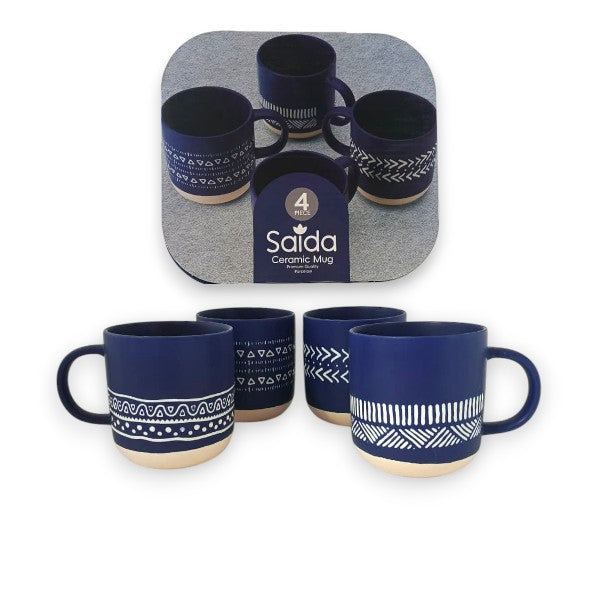 4pcs Tribal ceramic mug gift set