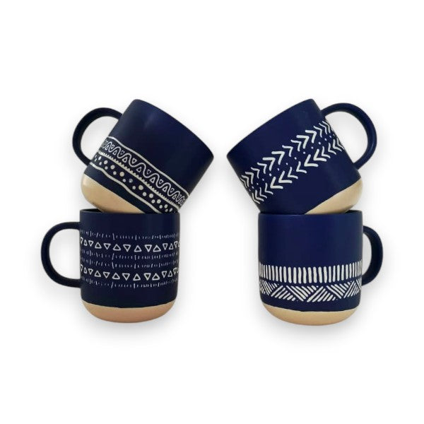 4pcs Tribal ceramic mug gift set