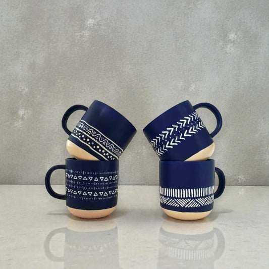 4pcs Tribal ceramic mug gift set