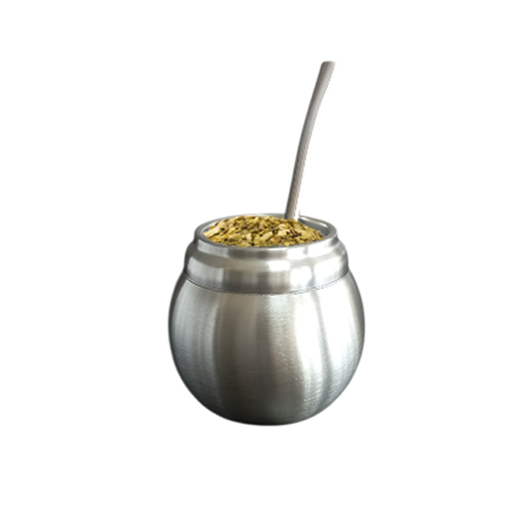 Yerba mate cup stainless steel belly double wall & straw