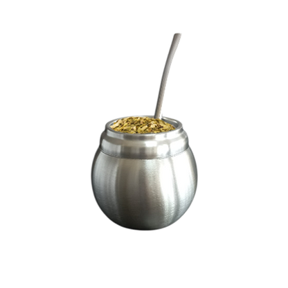 Yerba mate cup stainless steel belly double wall & straw