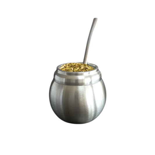 Yerba mate cup stainless steel belly double wall & straw