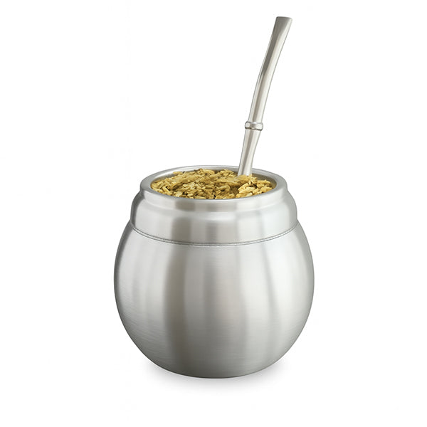 Yerba mate cup stainless steel belly double wall & straw