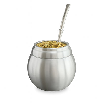 Yerba mate cup stainless steel belly double wall & straw