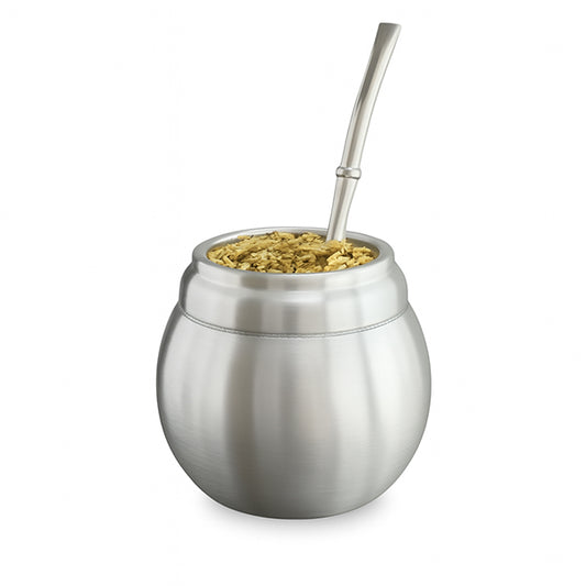 Yerba mate cup stainless steel belly double wall & straw