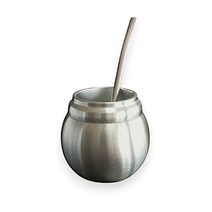 Yerba mate cup stainless steel belly double wall & straw