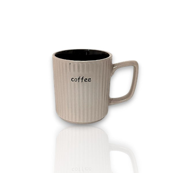 4pcs coffee & cream ribbed ceramic mugs gift set