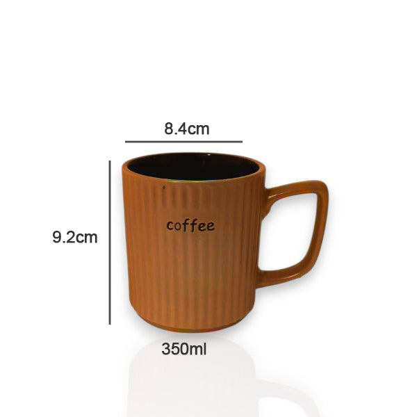 4pcs coffee & cream ribbed ceramic mugs gift set