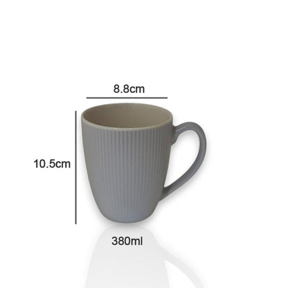 4pcs Light colored ribbed ceramic mugs gift set