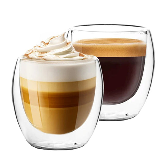 250 ml double wall glass cup without handle