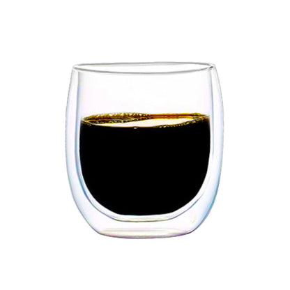 250 ml double wall glass cup without handle